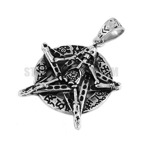Gothic Star Skull Pendant Carved Word Skull Pendant SWP0427 - Click Image to Close